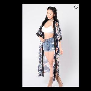 Long flowered Kimono Top